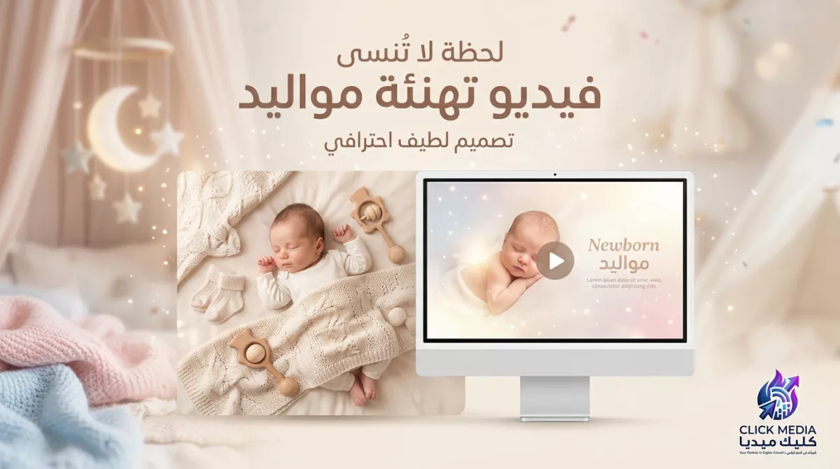 تصميم فيديو تهنئة مواليد احترافي بأسلوب لطيف وإخراج إبداعي