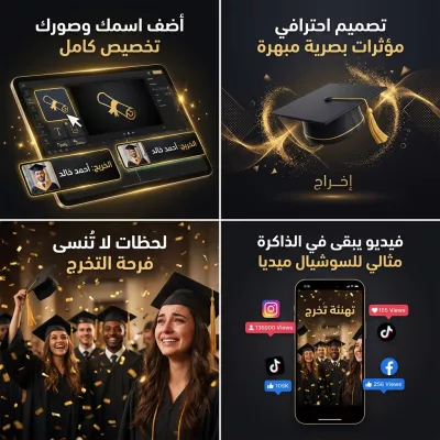 تصميم فيديو تهنئة تخرج احترافي بإخراج إبداعي عالي الجودة 🎓 